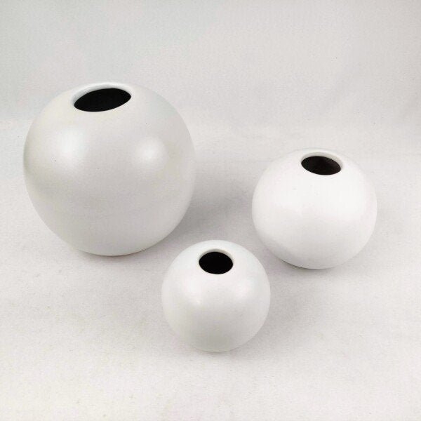 Vaso Bolinha Branco Decorativo 10/14/20cm Vasinho Ceramica 3pc - 3