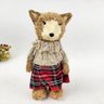 Urso Menina Bege Xadrez Decoração Enfeite Natal 22x11x8cm - 5