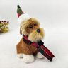 Cachorro Schnauzer Marrom Gorro Natal Decoração 14x9x14cm - 5