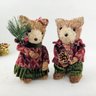 Urso Casal Veludo Buque Boneco Natal Decoração 22x11cm 2pc - 2