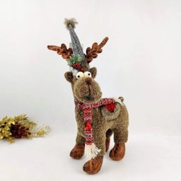 Rena Pelúcia Em Pé Marrom Enfeite Decor Natal 58x18x36cm - 6