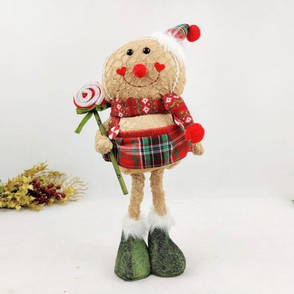 Boneco Cookie em Pé Menina Enfeite Decoração Natal 47x20cm - 2