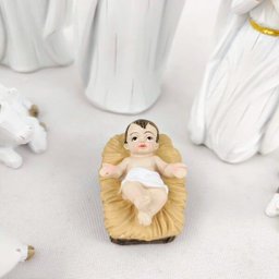 Presepio Decorativo Branco e Dourado Resina Decoração - 4