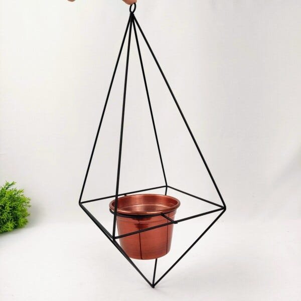 Vaso Suporte Aramado Triangulo Pendurar Cobre 50x20cm - 2