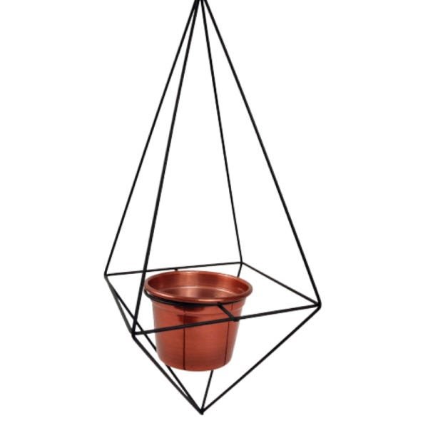 Vaso Suporte Aramado Triangulo Pendurar Cobre 50x20cm - 1