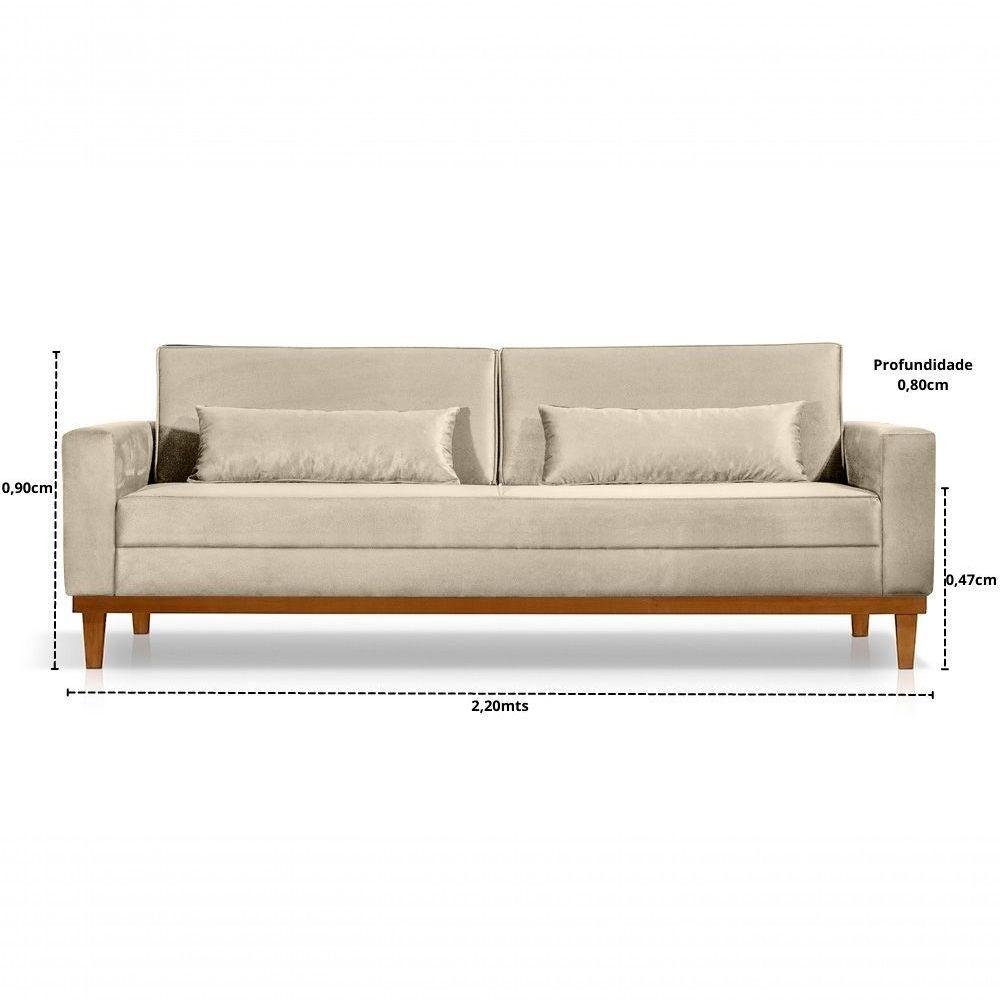 Sofá Living 2,20Mt C/ 2 Almofadas Bege - 2