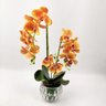 Arranjo Orquidea Planta Artificial 50x33cm Laranja Com Vaso - 3