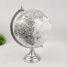 Globo Terrestre Decorativo Branco Prata 37x28cm Decoração - 2