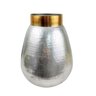 Vaso Metal Prata e Dourado Decoração Martelado 35x28cm - 1