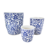 Vaso Decorativo Cachepot Azul Branco 20/15/10cm Arabesco 3pç - 1