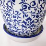 Vaso Decorativo Cachepot Azul Branco 20/15/10cm Arabesco 3pç - 5