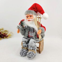 Papai Noel Cinza Sentado Sky Enfeite Decor Natal 46x25x13cm - 3