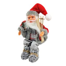 Papai Noel Cinza Sentado Sky Enfeite Decor Natal 46x25x13cm - 1