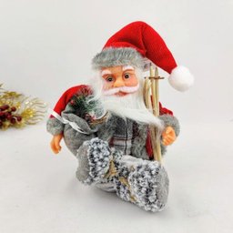 Papai Noel Cinza Sentado Sky Enfeite Decor Natal 46x25x13cm - 9