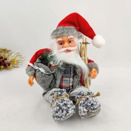 Papai Noel Cinza Sentado Sky Enfeite Decor Natal 46x25x13cm - 8