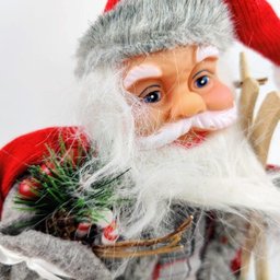 Papai Noel Cinza Sentado Sky Enfeite Decor Natal 46x25x13cm - 7