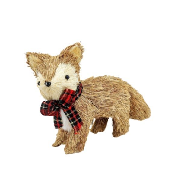 Raposa Em Pé Xadrez Palha Enfeite Natal 17x7x23cm Decoração - 1