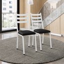 Ver imagem 1 de Kit com 2 Cadeiras Sala de Jantar Cozinha Europa Branco/Preto Brilhante