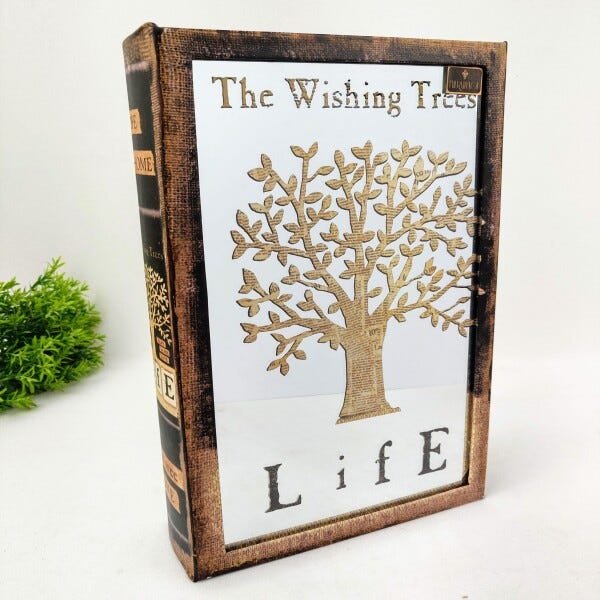Caixa Livro Decorativa Arvore Life Marrom Espelhada 31x21cm - 2