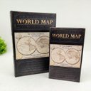 Ver imagem 2 de Caixa Livro Decorativa Mapa Mundi Preta 27/21cm Kit 2pç