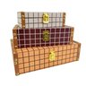 Caixa Decorativa Quadriculada Laranja Marrom 30/25/20cm 3pç - 1