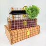 Caixa Decorativa Quadriculada Laranja Marrom 30/25/20cm 3pç - 5