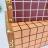 Caixa Decorativa Quadriculada Laranja Marrom 30/25/20cm 3pç - 4