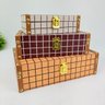 Caixa Decorativa Quadriculada Laranja Marrom 30/25/20cm 3pç - 2