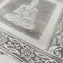 Caixa Decorativa Prata Buda Arabesco Decoração 7x22x17cm - 4