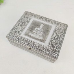 Caixa Decorativa Prata Buda Arabesco Decoração 7x22x17cm - 6