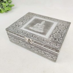 Caixa Decorativa Prata Buda Arabesco Decoração 7x22x17cm - 7