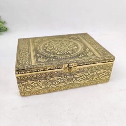 Caixa Decorativa 7x23x17cm Dourada Floral Decoração - 4