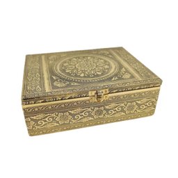 Caixa Decorativa 7x23x17cm Dourada Floral Decoração - 1