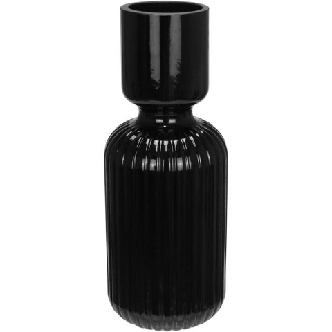 Vaso Decorativo Enfeite Planta Vintage Vidro 30x11x11cm Preto