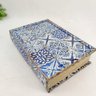 Caixa Livro Decorativa 30x21x7cm Espelhada Mosaico Azul - 6