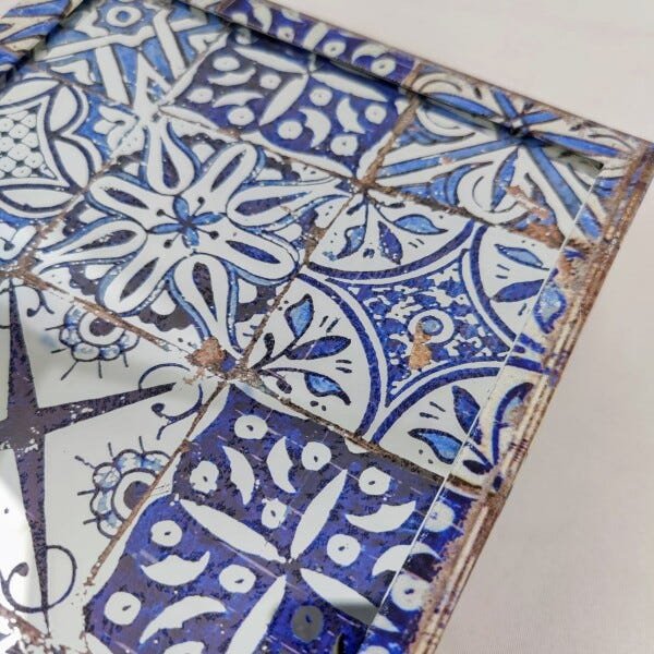Caixa Livro Decorativa 30x21x7cm Espelhada Mosaico Azul - 2