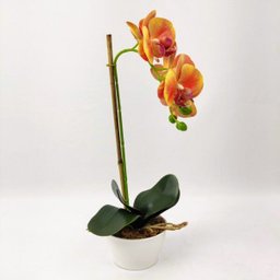 Arranjo Orquidea Planta Artificial 41x19cm Laranja Com Vaso - 7