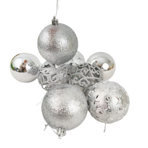 Bola de Natal Prata Decorada Bolas 8cm para Arvore Kit 8Pç | MadeiraMadeira Bola de Natal Prata Decorada Bolas 8cm para Arvore Kit 8Pç | MadeiraMadeira