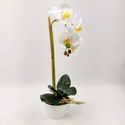 Arranjo Orquidea Planta Artificial 41x19cm Branca Com Vaso - 6