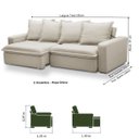 Ver imagem 4 de Sofá 3 Lugares Retrátil e Reclinável 195cm com Molas Ensacadas Erick - Veludo Bege