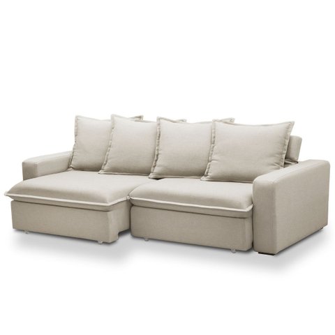 Sofá 3 Lugares Retrátil e Reclinável 195cm com Molas Ensacadas Erick - Veludo Bege