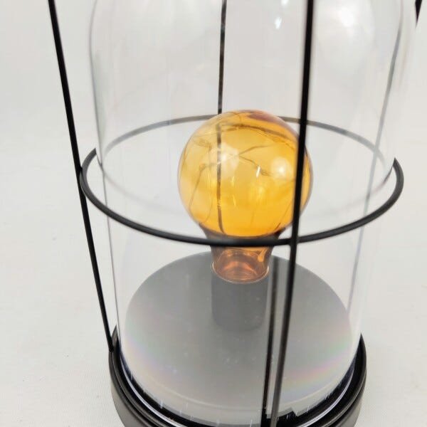 Lanterna Decorativa Lâmpada Led Preta Decoração 37x13cm - 3