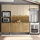 Ver imagem 1 de Armário de Cozinha Completa com Balcão com Tampo 10 Portas Dubai - Freijó/vanilla/com Ripado