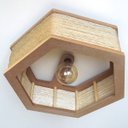 Ver imagem 1 de Luminária Lustre Pendente Rústico Retro Madeira Sisal 35cm