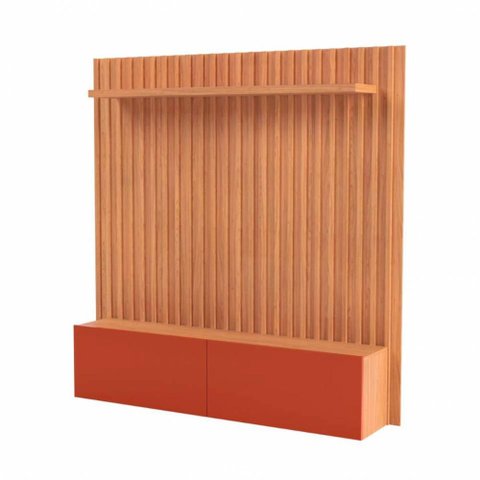 Painel Suspenso Ripado em MDF 178cm com 2 Portas Basculante Freijó/Terra Dalla Costa