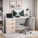 Ver imagem 2 de Mesa Escrivaninha Porto 3 Gavetas 40250685 Creme/branco - Politorno