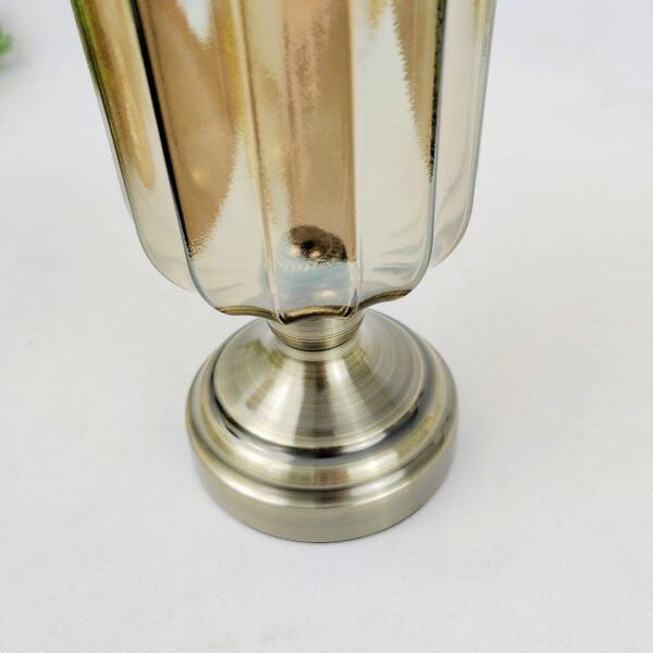 Pote Potiche Ambar Bronze 41x13x13cm Canelado Decoração M - 3