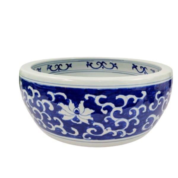 Cuba De Apoio Banheiro Lavabo Decorada Azul Branca 41x16cm - 1