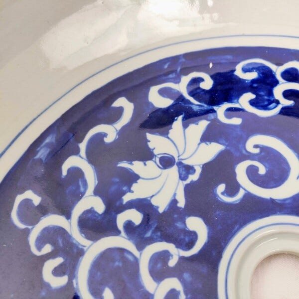 Cuba De Apoio Banheiro Lavabo Decorada Azul Branca 41x16cm - 5