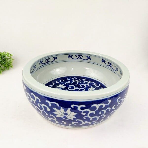 Cuba De Apoio Banheiro Lavabo Decorada Azul Branca 41x16cm - 3